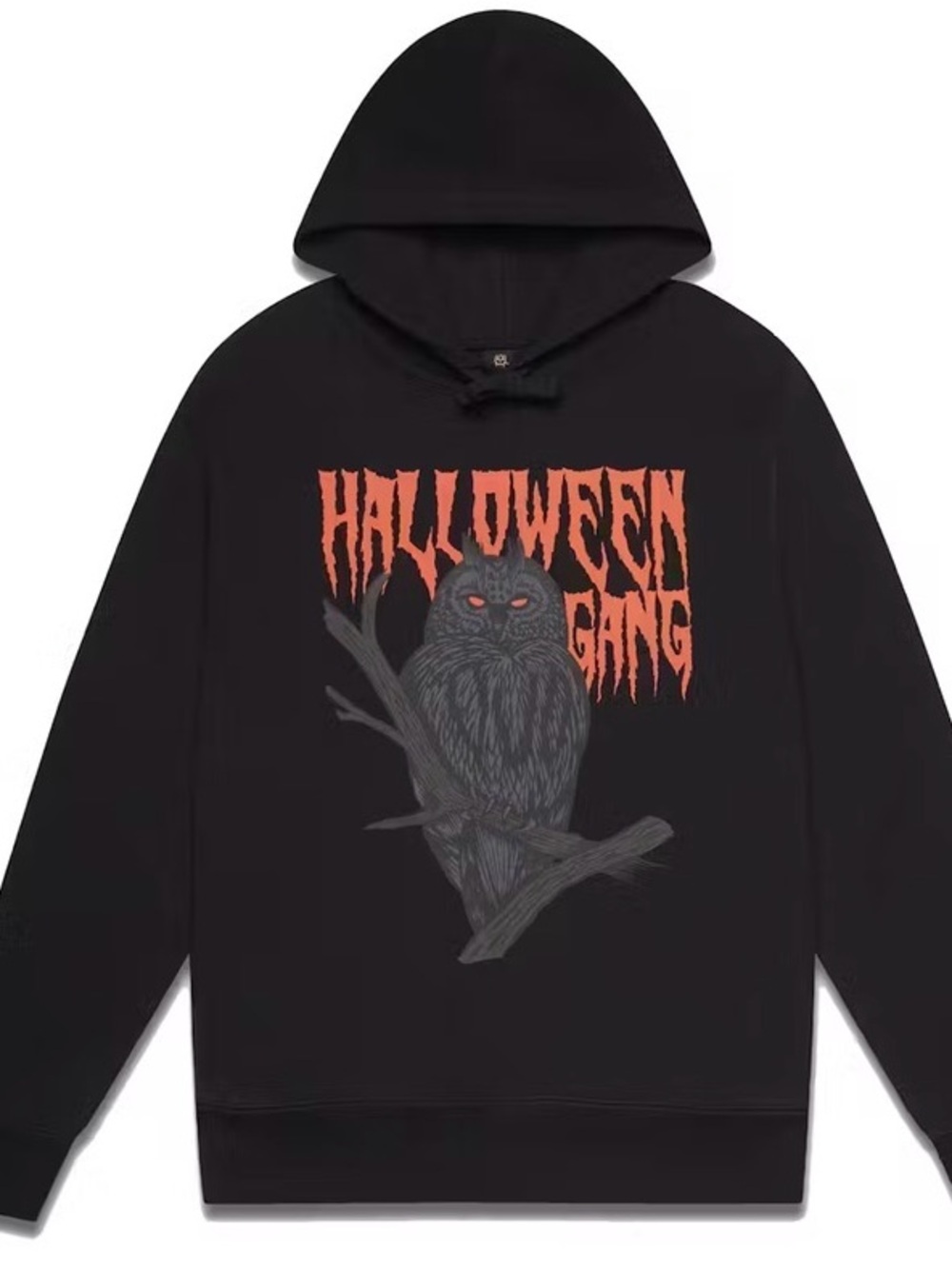 OVO devil bird Black Hoodie Sweater with Orange Halloween Gang Graphic